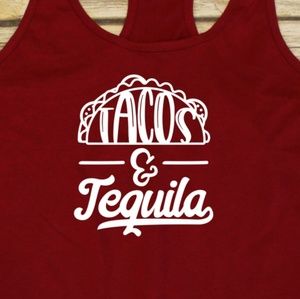 🌮 Tacos and tequila - ladies red tank top